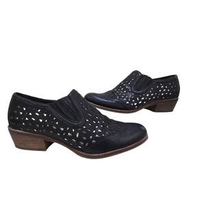 Dolce Vita Black Cutout Ankle Booties Women’s 9.5 Western Boho Heel Metallic